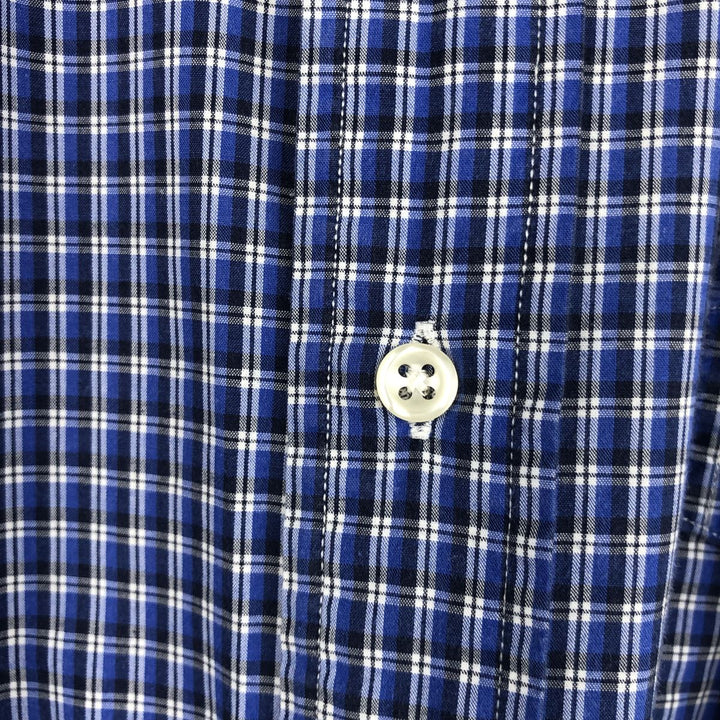 Ralph Lauren BLAKE short sleeve button down check shirt, men's size XXL cotton Navy blue Vintage Second Hand