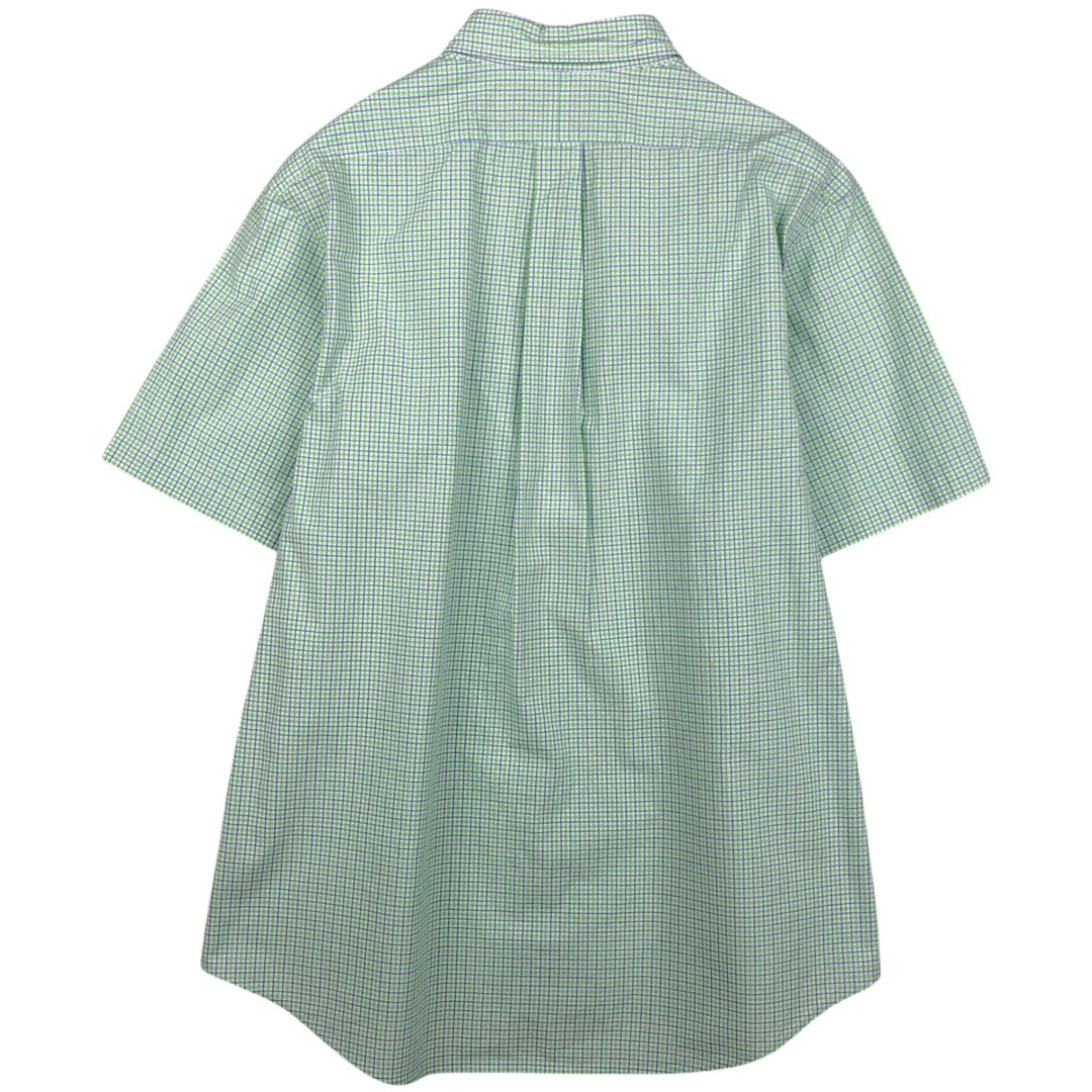 Ralph Lauren POLO by Ralph Lauren CUSTOM FIT short sleeve button down check shirt men's XL size cotton green type yellow green Vintage Second Hand