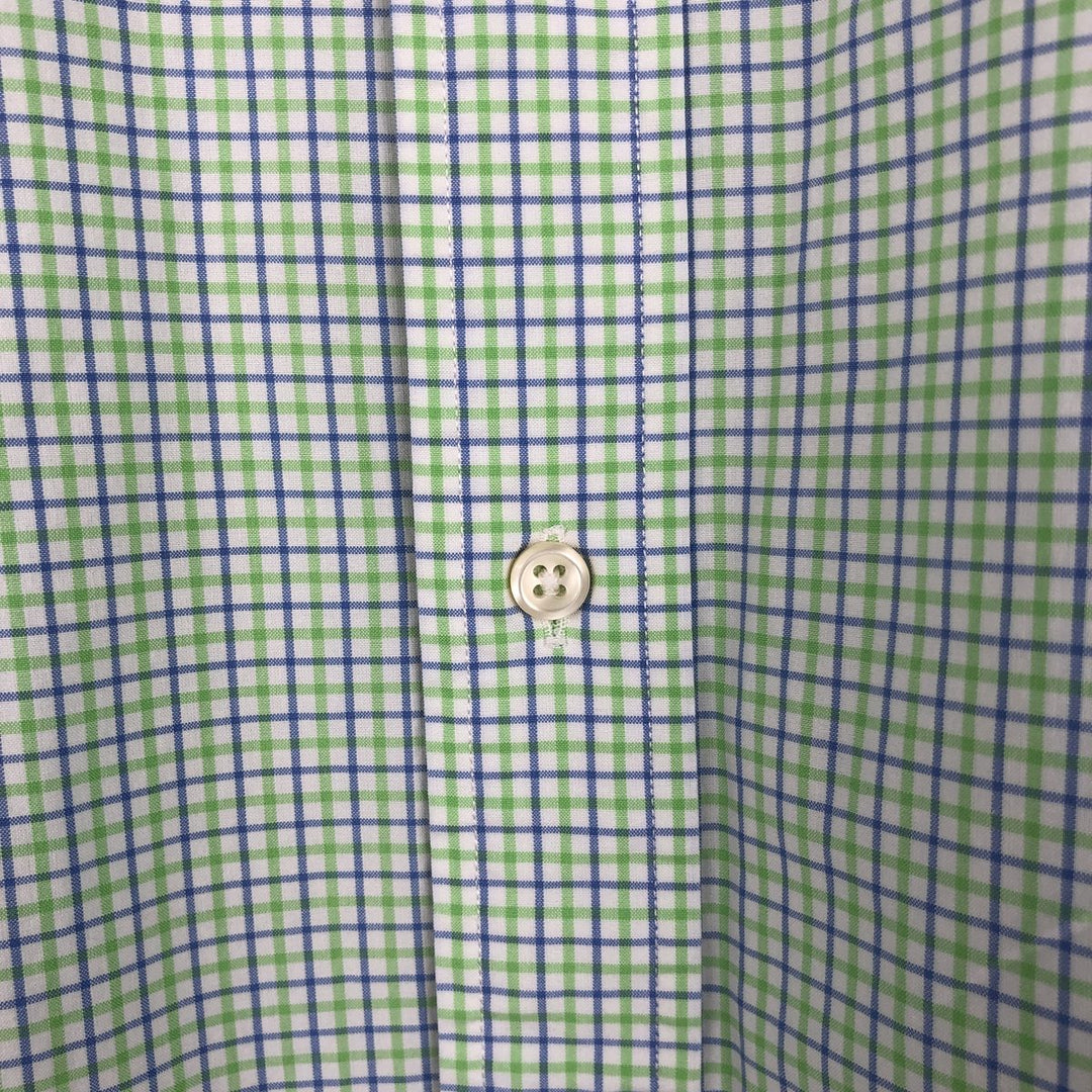 Ralph Lauren POLO by Ralph Lauren CUSTOM FIT short sleeve button down check shirt men's XL size cotton green type yellow green Vintage Second Hand