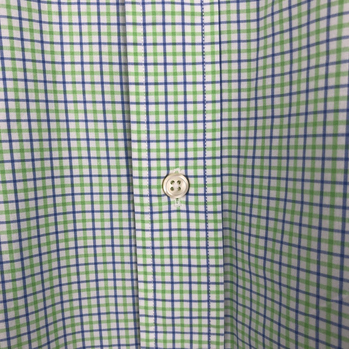 Ralph Lauren POLO by Ralph Lauren CUSTOM FIT short sleeve button down check shirt men's XL size cotton green type yellow green Vintage Second Hand