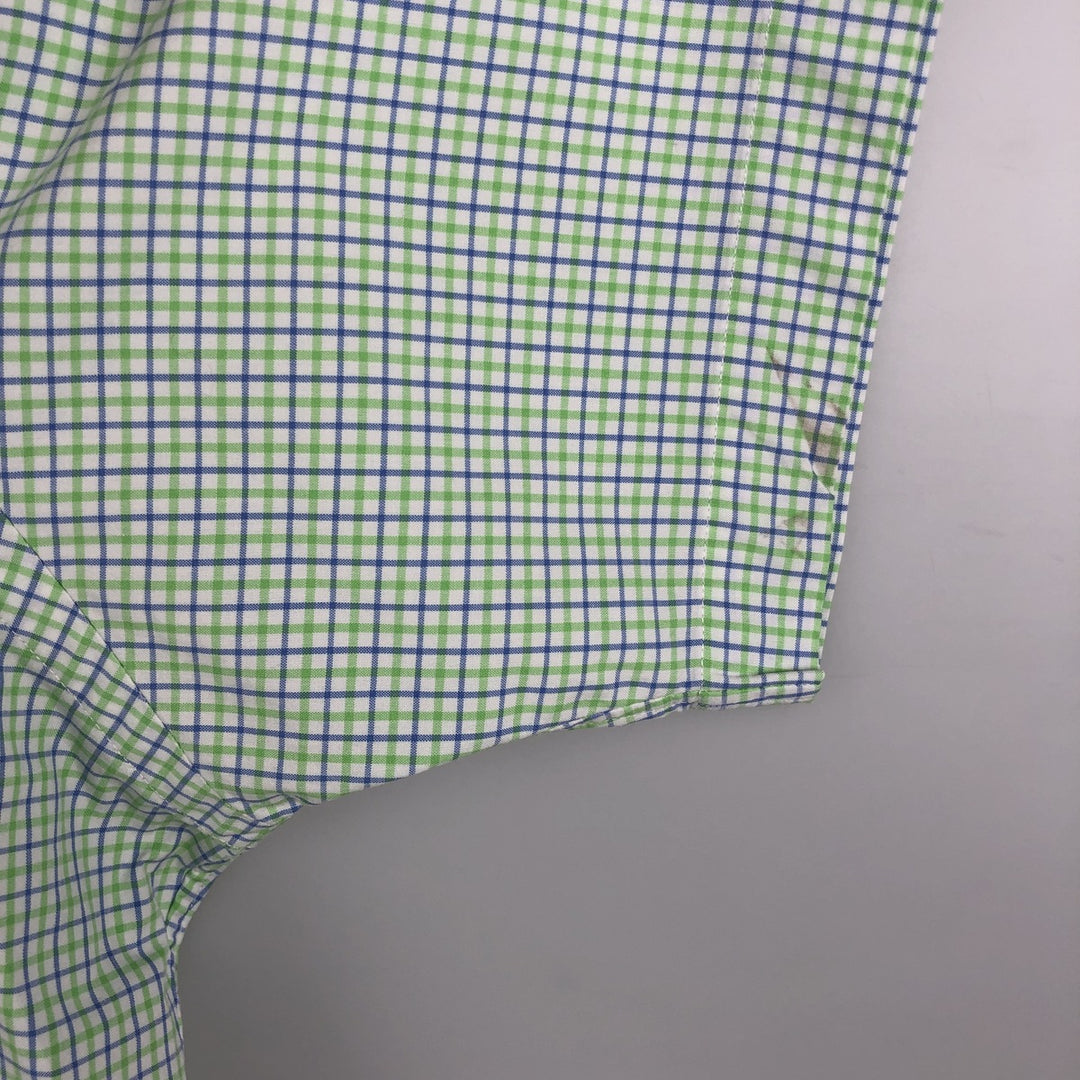 Ralph Lauren POLO by Ralph Lauren CUSTOM FIT short sleeve button down check shirt men's XL size cotton green type yellow green Vintage Second Hand