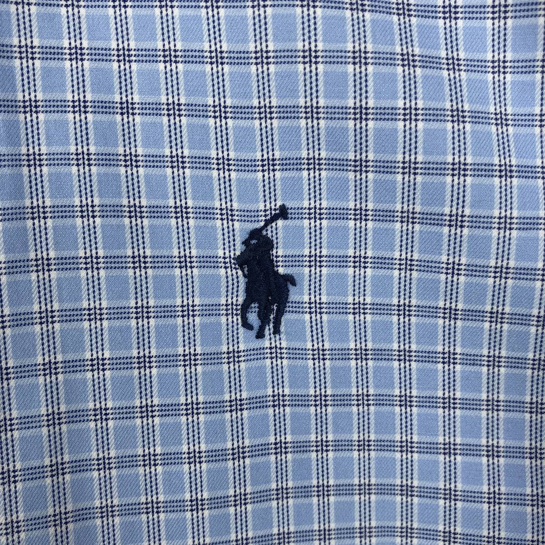 Ralph Lauren BLAKE short sleeve button down check shirt men's XL size cotton Blue type light blue Vintage Second Hand