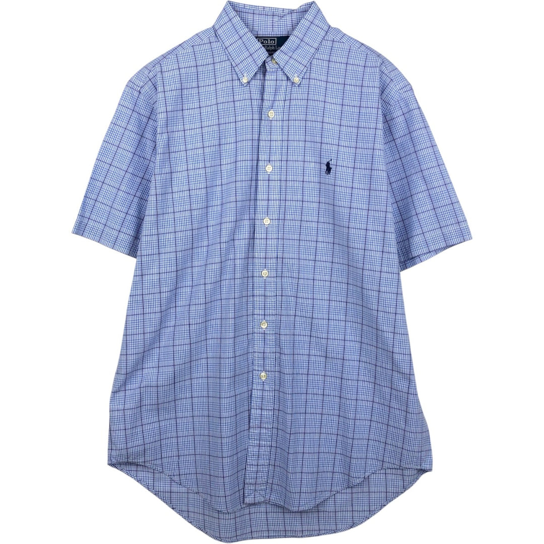 Ralph Lauren POLO by Ralph Lauren YARMOUTH Short-Sleeve Button-Down Check Shirt, Men's Size M (approx.) cotton Blue type light blue Vintage Second Hand