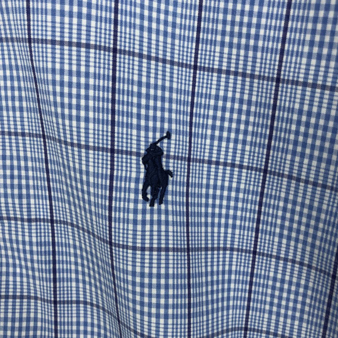 Ralph Lauren POLO by Ralph Lauren YARMOUTH Short-Sleeve Button-Down Check Shirt, Men's Size M (approx.) cotton Blue type light blue Vintage Second Hand