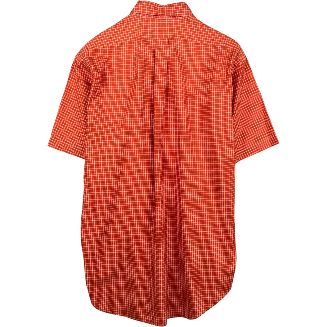 Ralph Lauren BLAKE short sleeve button down check shirt, men's size M cotton orange type Vintage Second Hand