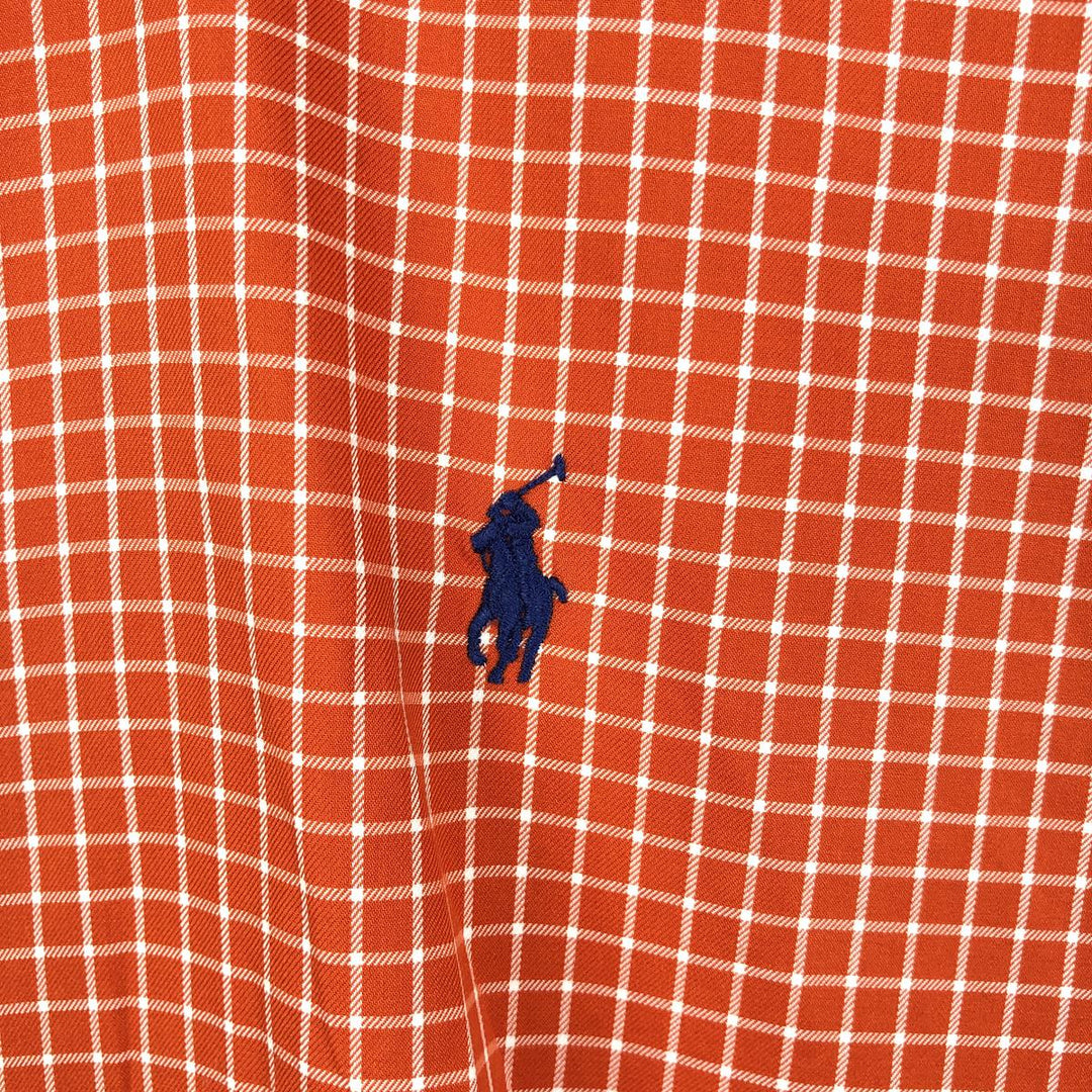 Ralph Lauren BLAKE short sleeve button down check shirt, men's size M cotton orange type Vintage Second Hand