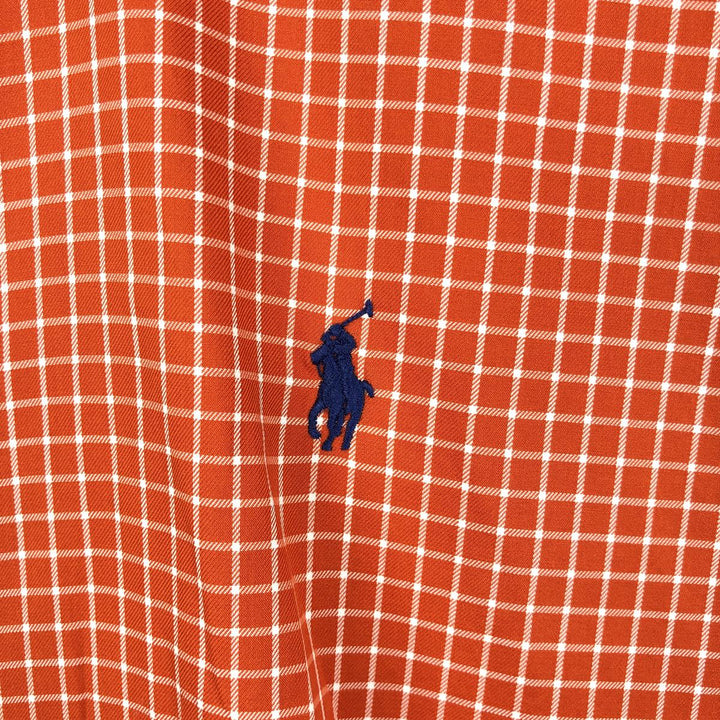 Ralph Lauren BLAKE short sleeve button down check shirt, men's size M cotton orange type Vintage Second Hand