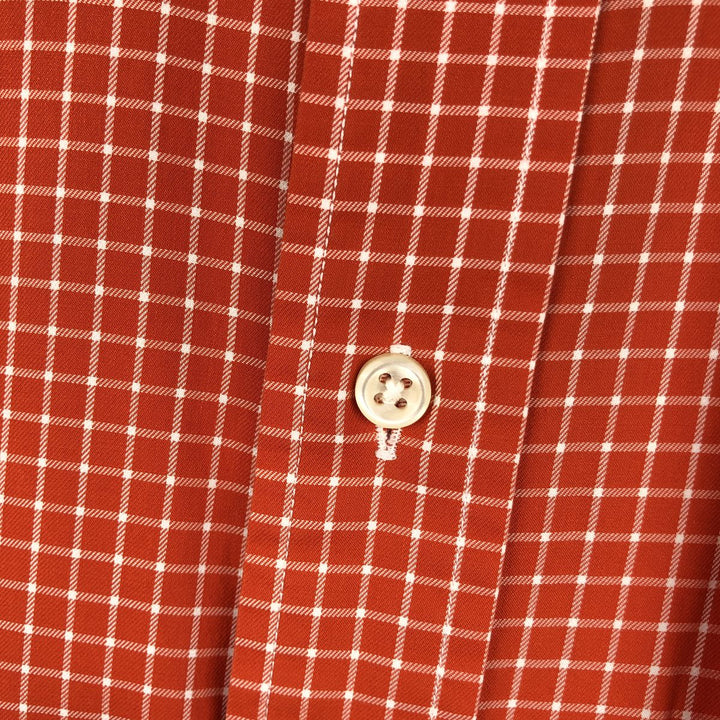 Ralph Lauren BLAKE short sleeve button down check shirt, men's size M cotton orange type Vintage Second Hand