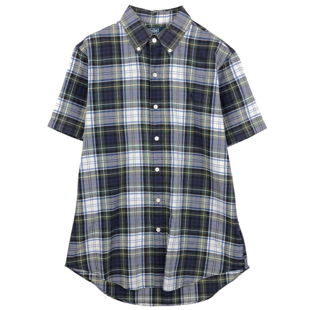 Ralph Lauren CUSTOM FIT short sleeve button down check shirt men's M size cotton Khaki type Vintage Second Hand