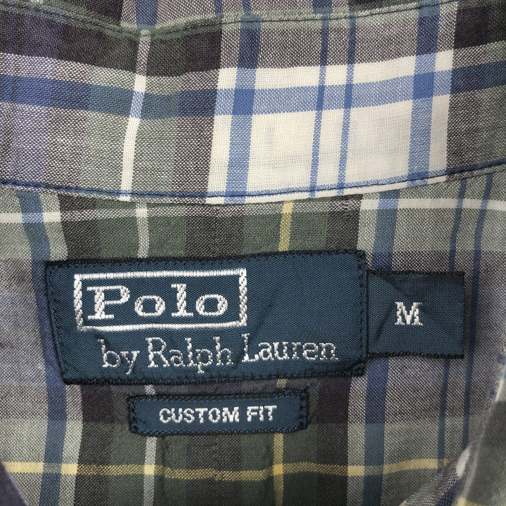 Ralph Lauren CUSTOM FIT short sleeve button down check shirt men's M size cotton Khaki type Vintage Second Hand