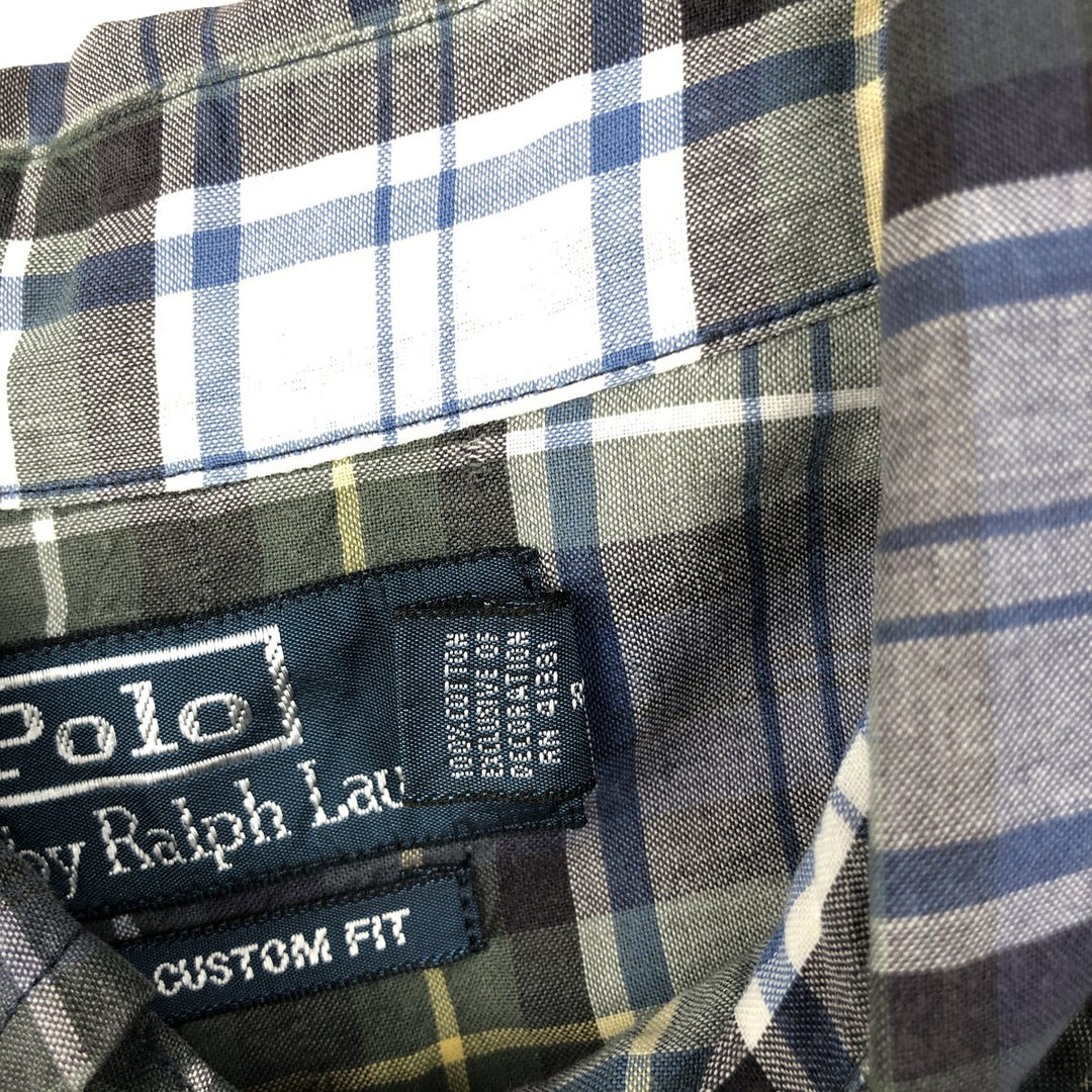 Ralph Lauren CUSTOM FIT short sleeve button down check shirt men's M size cotton Khaki type Vintage Second Hand