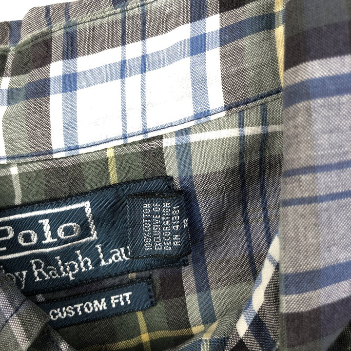Ralph Lauren CUSTOM FIT short sleeve button down check shirt men's M size cotton Khaki type Vintage Second Hand