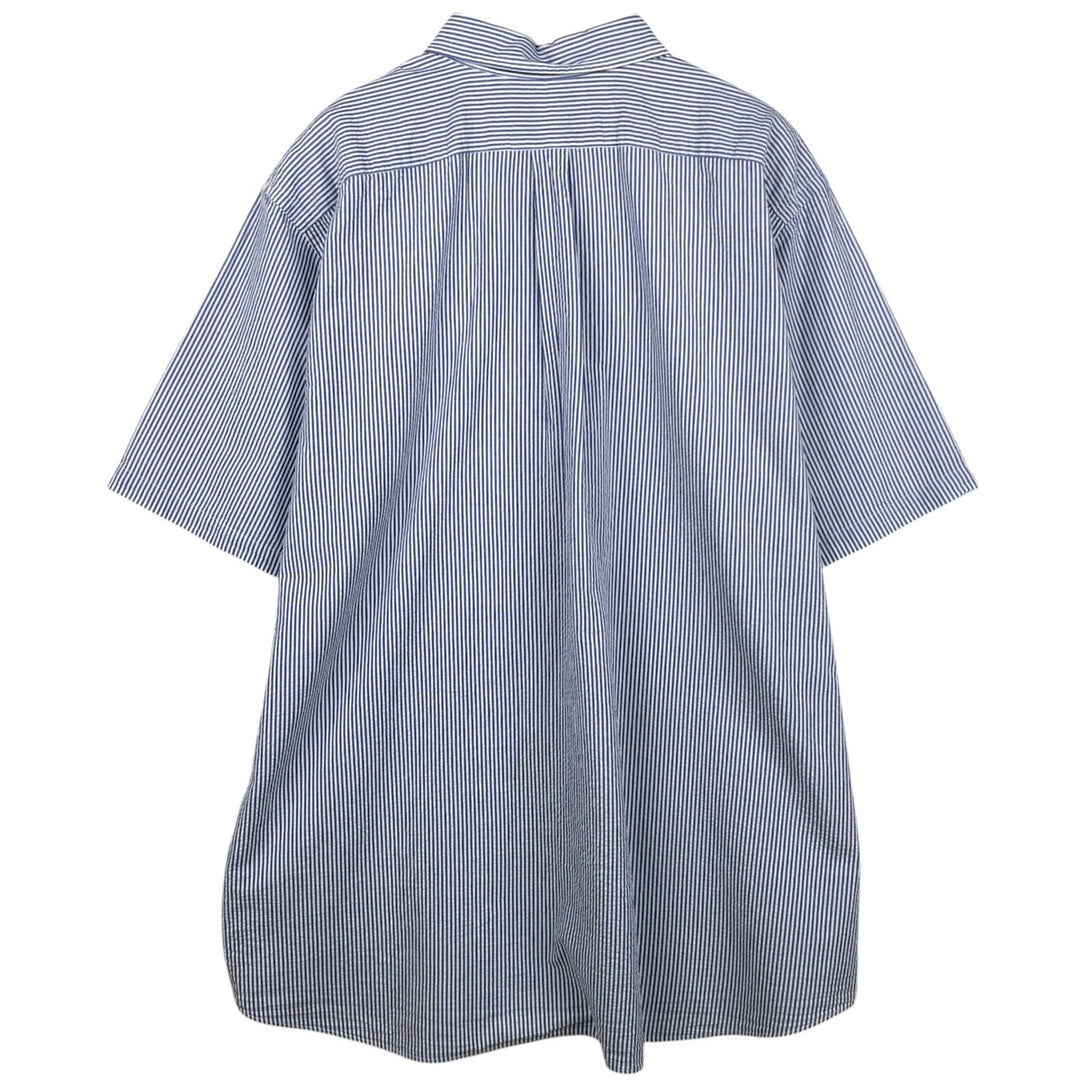 Ralph Lauren RL UNTUCKED FIT Seersucker Short-Sleeve Button-Down Striped Shirt, Men's Size XXL (approx.) cotton blue type Vintage Second Hand