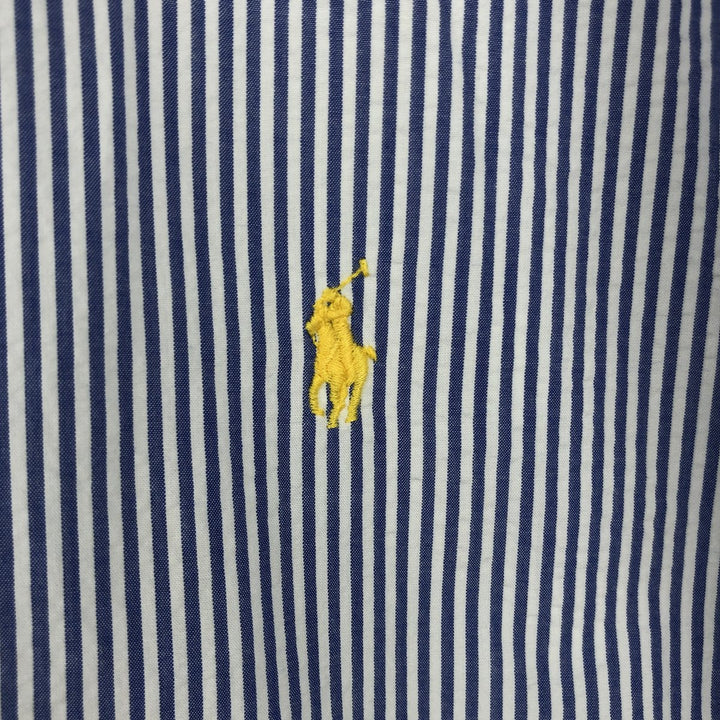 Ralph Lauren RL UNTUCKED FIT Seersucker Short-Sleeve Button-Down Striped Shirt, Men's Size XXL (approx.) cotton blue type Vintage Second Hand
