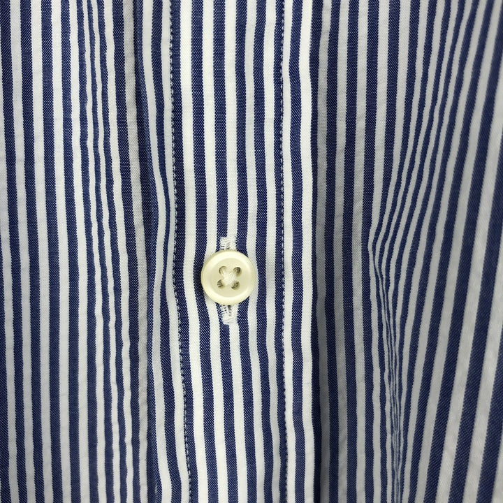 Ralph Lauren RL UNTUCKED FIT Seersucker Short-Sleeve Button-Down Striped Shirt, Men's Size XXL (approx.) cotton blue type Vintage Second Hand