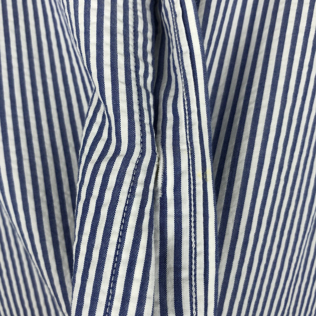 Ralph Lauren RL UNTUCKED FIT Seersucker Short-Sleeve Button-Down Striped Shirt, Men's Size XXL (approx.) cotton blue type Vintage Second Hand