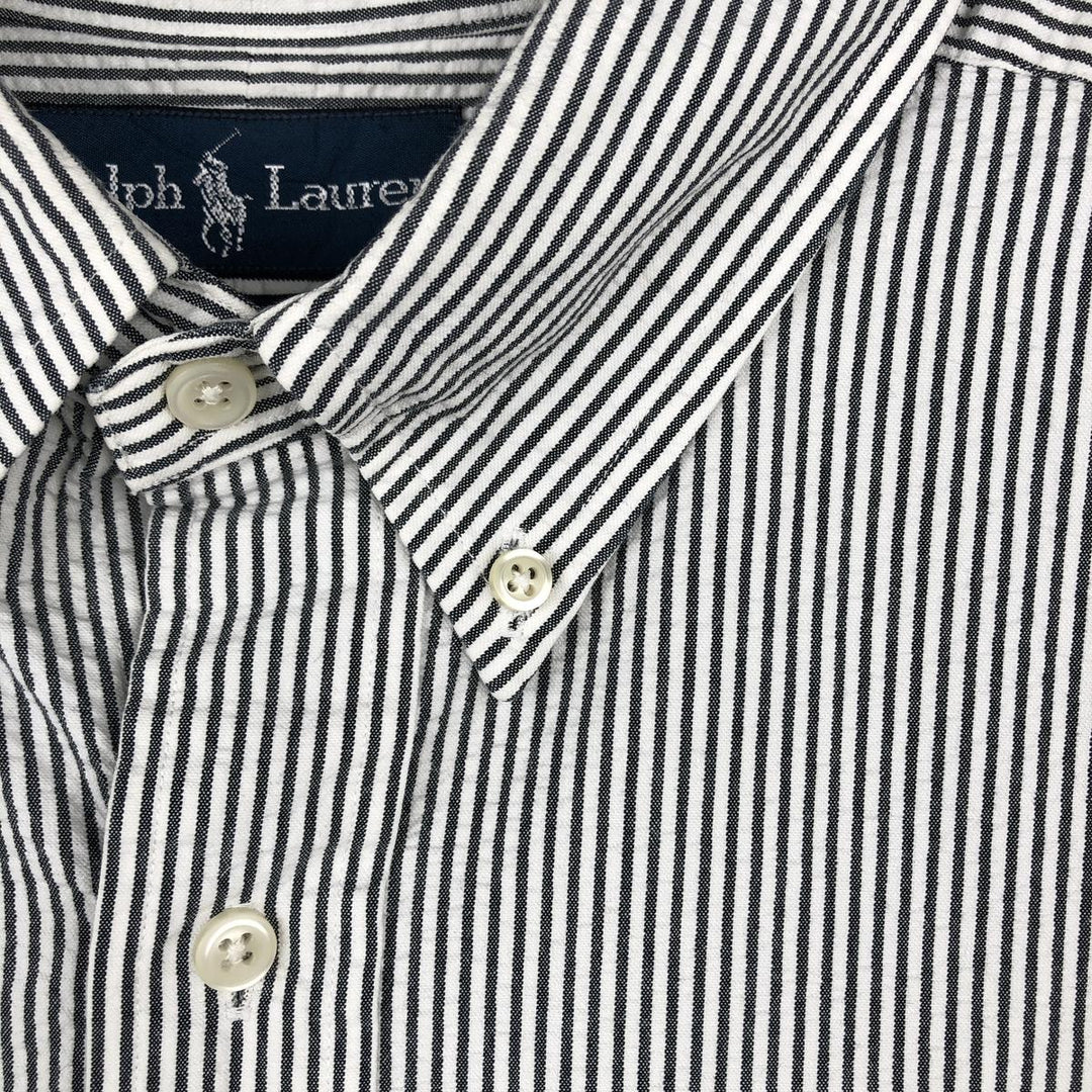 Ralph Lauren CLASSIC FIT Classic Fit Seersucker Short Sleeve Button Down Striped Shirt Men's L cotton white type Vintage Second Hand
