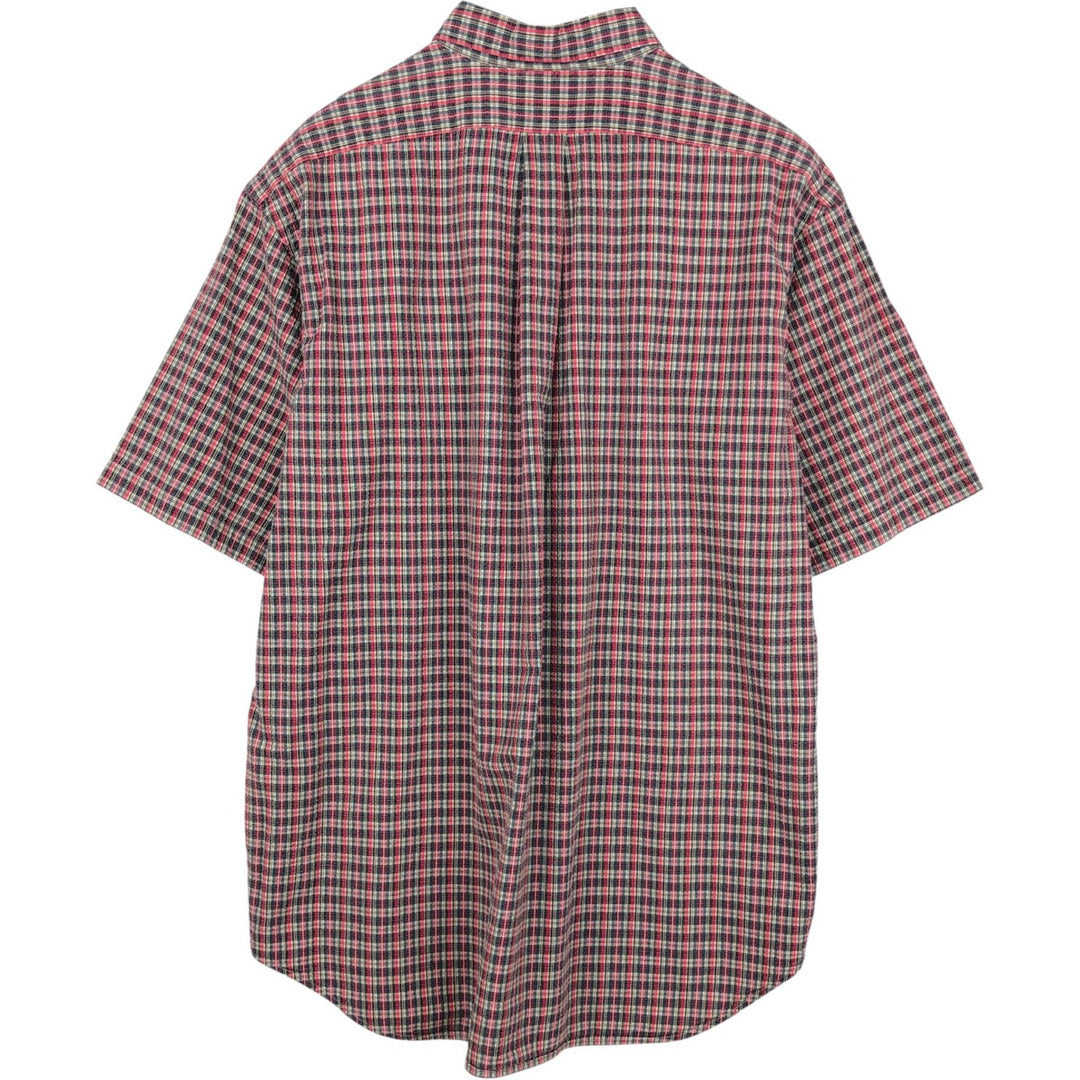 Ralph Lauren BLAKE Seersucker Short-Sleeve Button-Down Check Shirt, Men's Size XL (approx.) cotton red type Vintage Second Hand