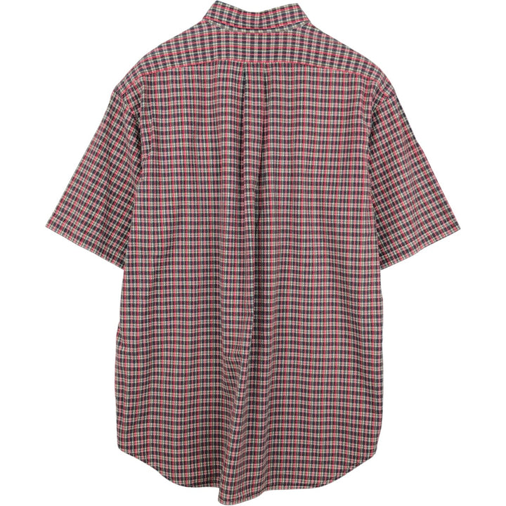 Ralph Lauren BLAKE Seersucker Short-Sleeve Button-Down Check Shirt, Men's Size XL (approx.) cotton red type Vintage Second Hand