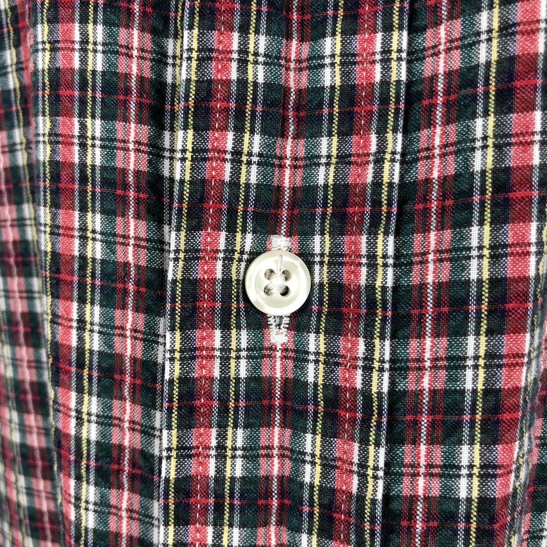 Ralph Lauren BLAKE Seersucker Short-Sleeve Button-Down Check Shirt, Men's Size XL (approx.) cotton red type Vintage Second Hand