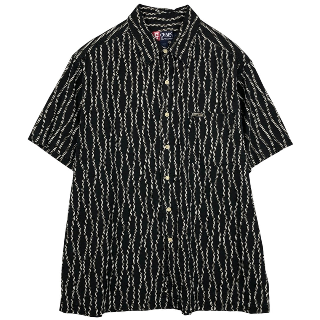 Ralph Lauren CHAPS all-over print short-sleeved cotton shirt, boxy fit, men's size XL. cotton black type Vintage Second Hand