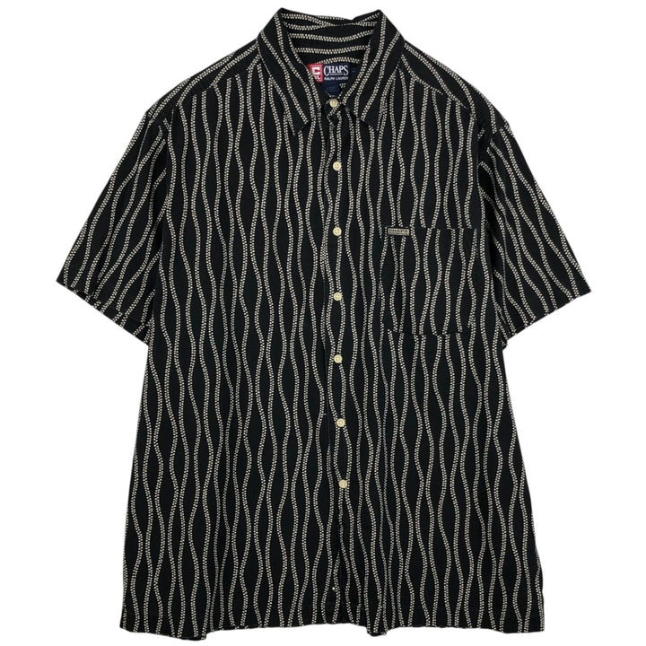 Ralph Lauren CHAPS all-over print short-sleeved cotton shirt, boxy fit, men's size XL. cotton black type Vintage Second Hand