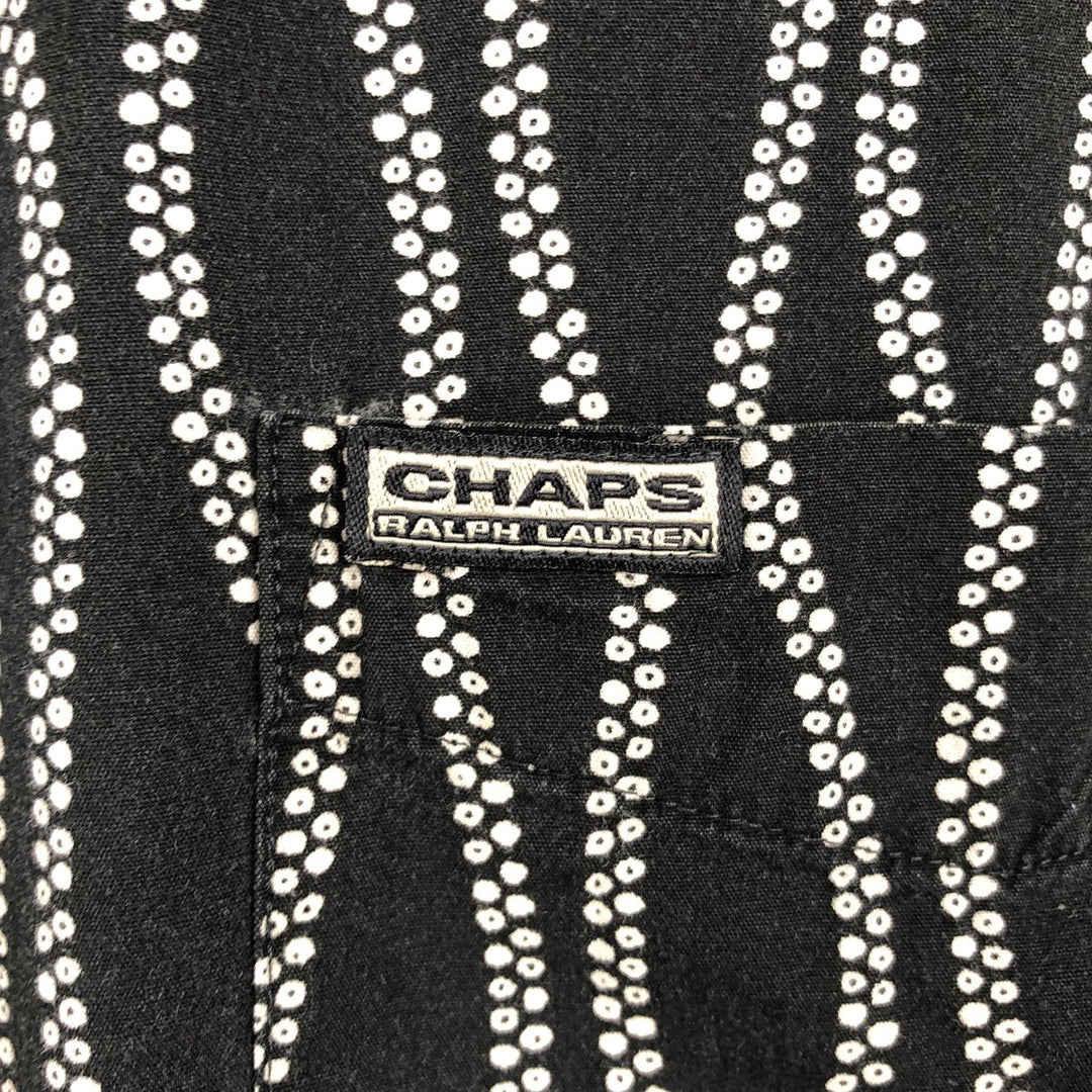 Ralph Lauren CHAPS all-over print short-sleeved cotton shirt, boxy fit, men's size XL. cotton black type Vintage Second Hand