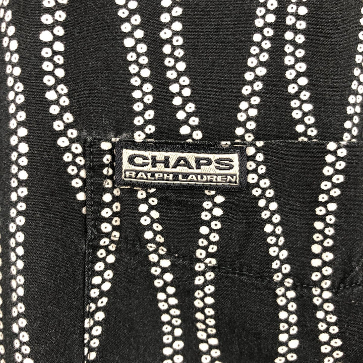 Ralph Lauren CHAPS all-over print short-sleeved cotton shirt, boxy fit, men's size XL. cotton black type Vintage Second Hand