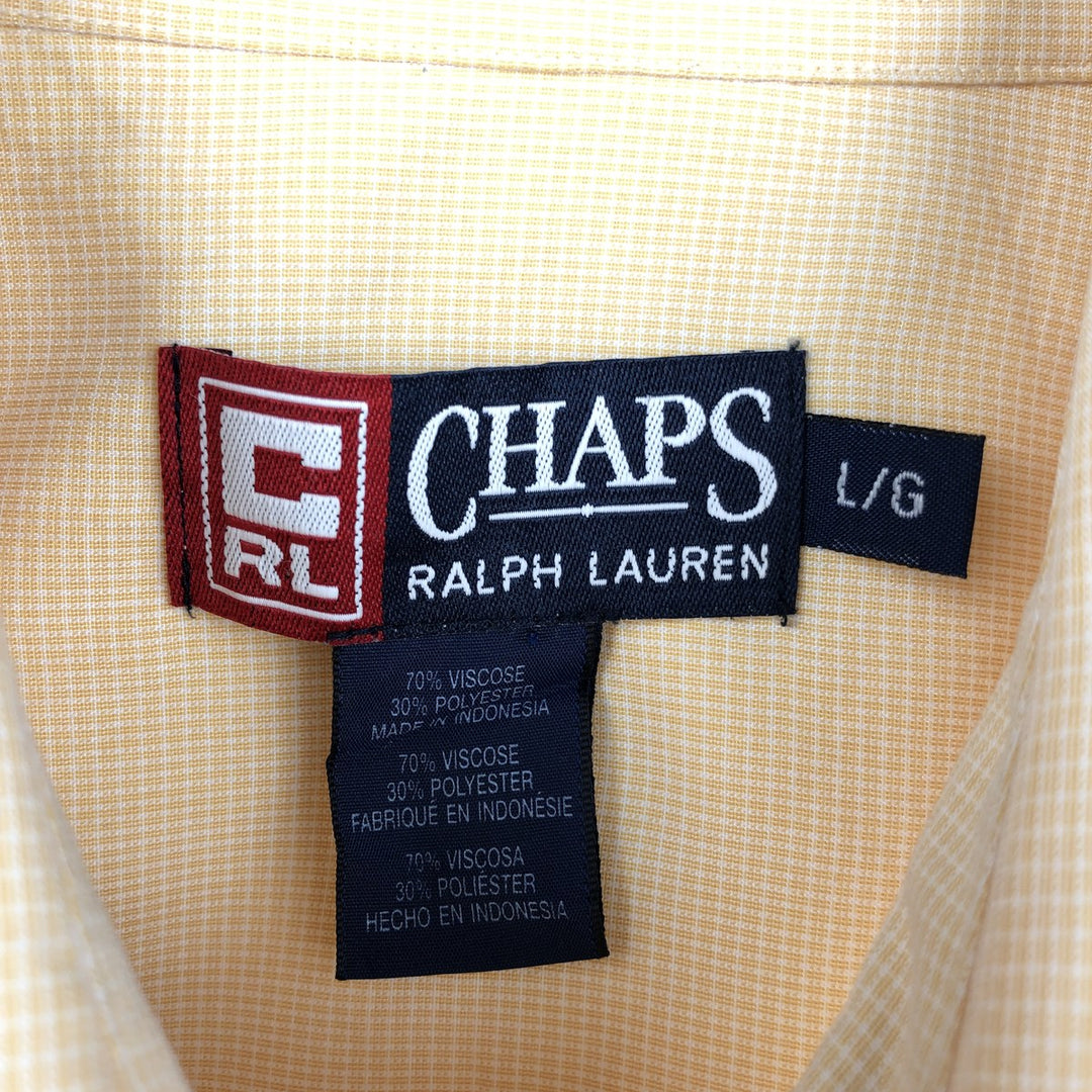 Ralph Lauren CHAPS Check Pattern Short-Sleeve Viscose Shirt, Boxy Shirt, Men's Size L (approx.) Viscose orange type Vintage Second Hand