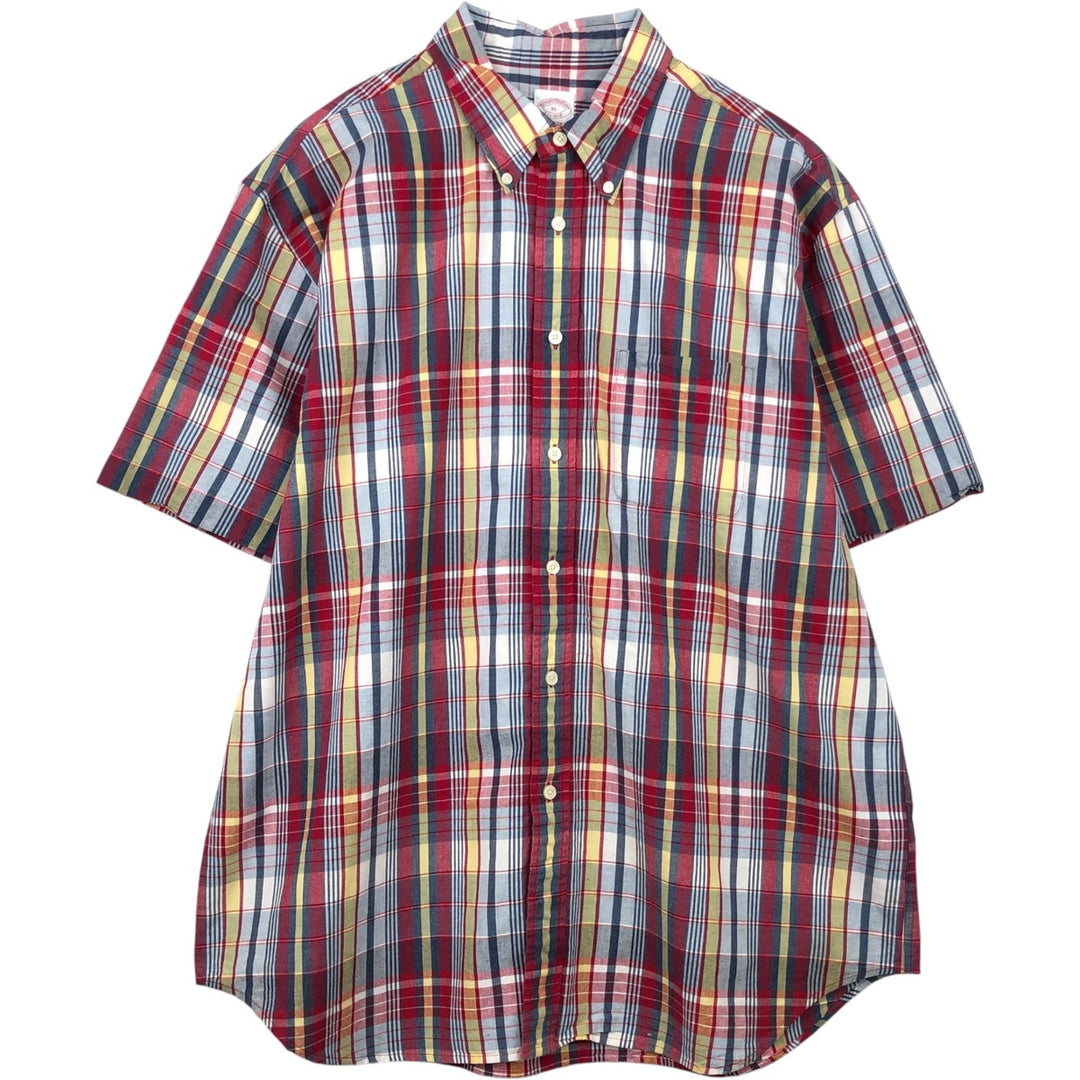 Brooks Brothers Est.1818 MADISON Short-Sleeve Button-Down Check Shirt, Men's Size XL (equivalent) cotton red type Vintage Second Hand