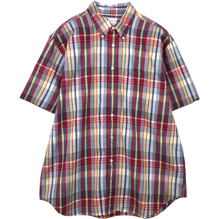 Brooks Brothers Est.1818 MADISON Short-Sleeve Button-Down Check Shirt, Men's Size XL (equivalent) cotton red type Vintage Second Hand
