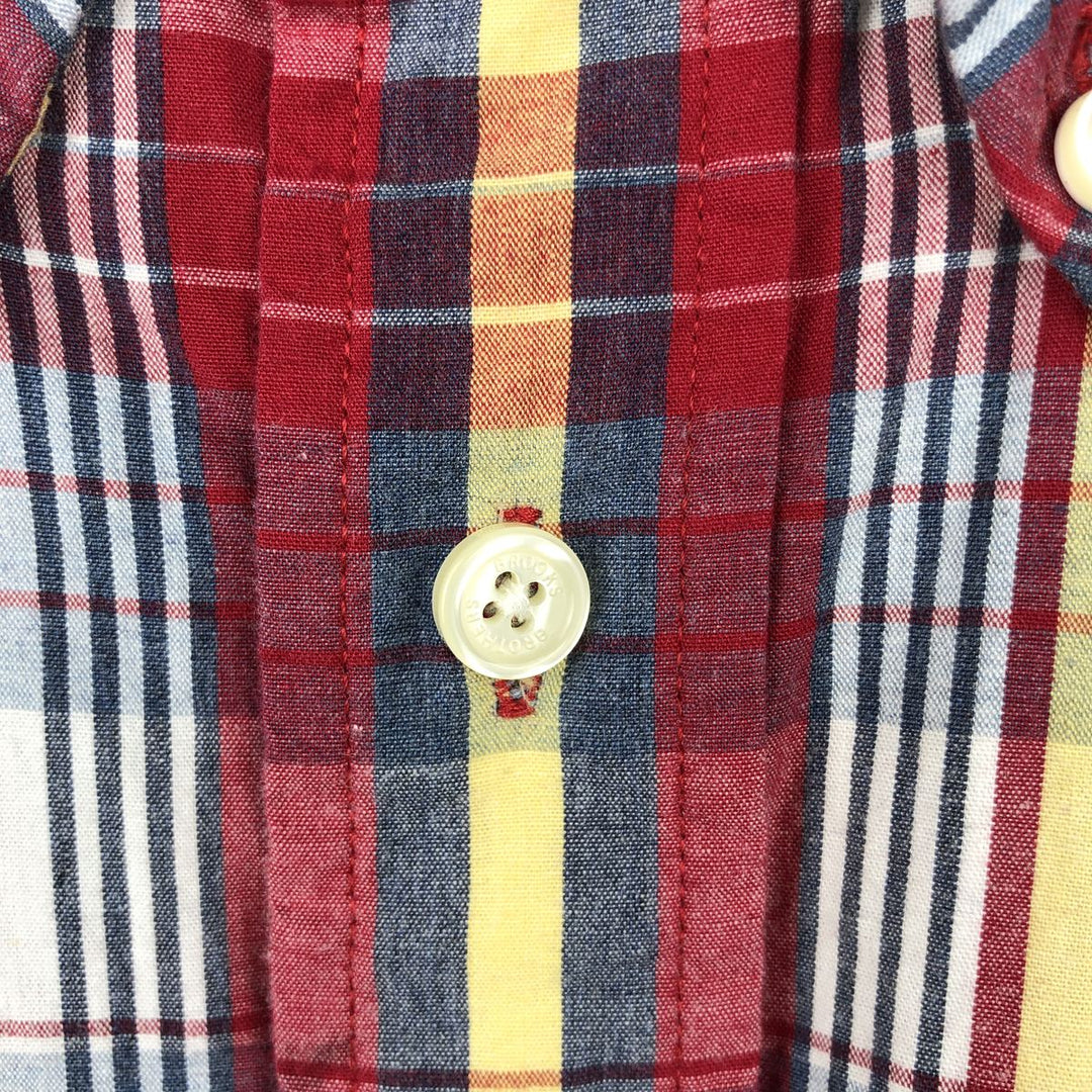 Brooks Brothers Est.1818 MADISON Short-Sleeve Button-Down Check Shirt, Men's Size XL (equivalent) cotton red type Vintage Second Hand