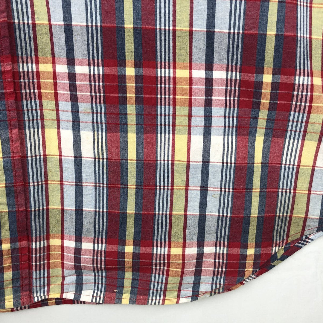 Brooks Brothers Est.1818 MADISON Short-Sleeve Button-Down Check Shirt, Men's Size XL (equivalent) cotton red type Vintage Second Hand