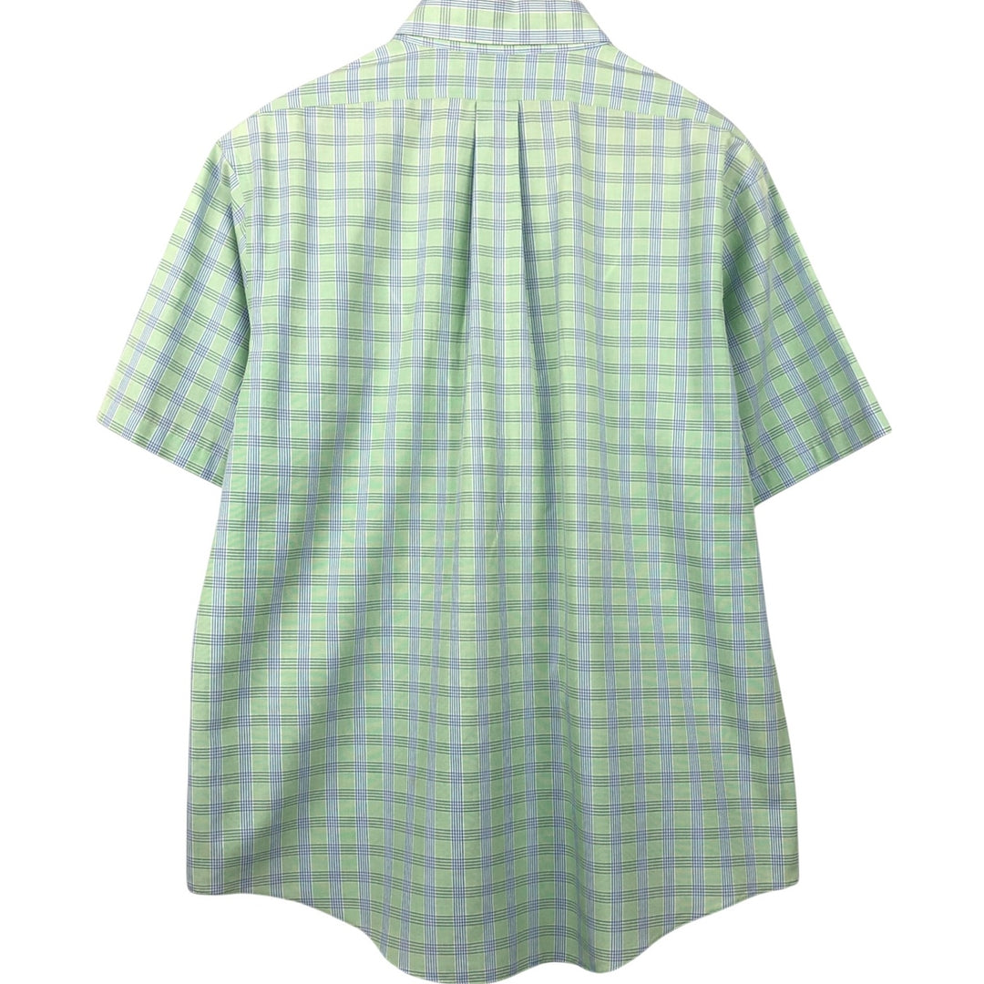 Brooks Brothers Est.1818 Short Sleeve Button-Down Check Shirt, Men's XL cotton green type yellow green Vintage Second Hand