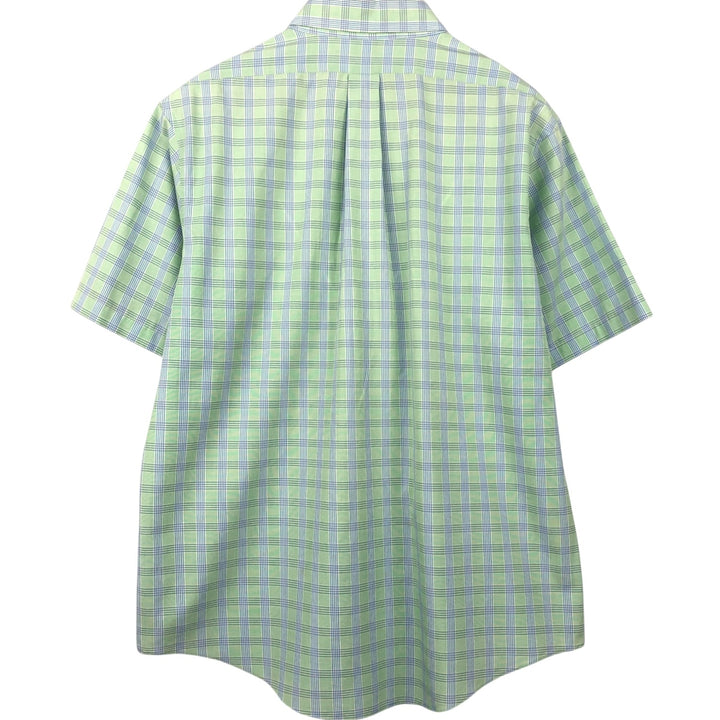 Brooks Brothers Est.1818 Short Sleeve Button-Down Check Shirt, Men's XL cotton green type yellow green Vintage Second Hand