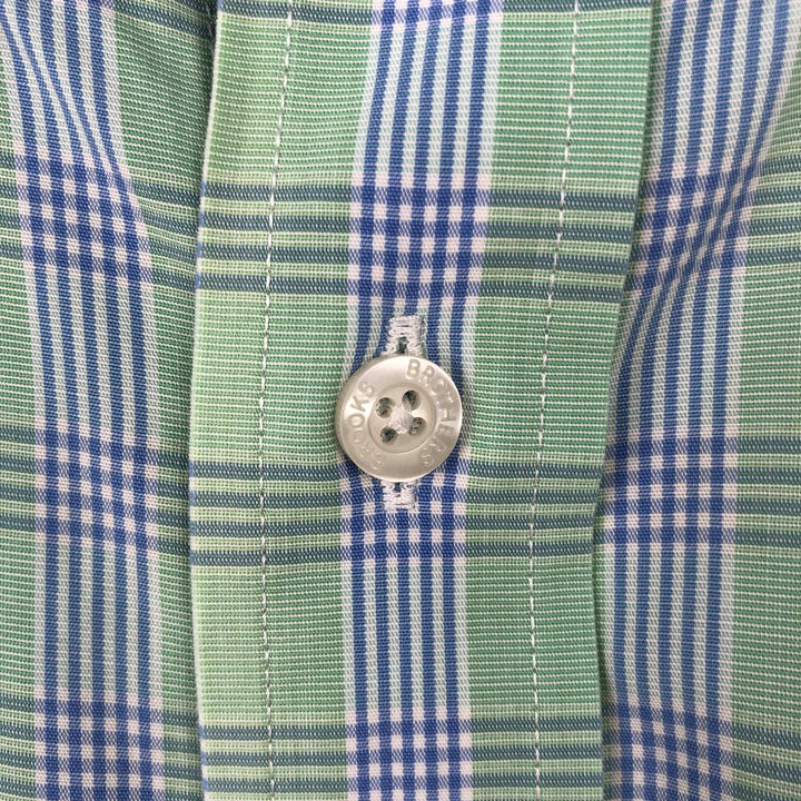 Brooks Brothers Est.1818 Short Sleeve Button-Down Check Shirt, Men's XL cotton green type yellow green Vintage Second Hand