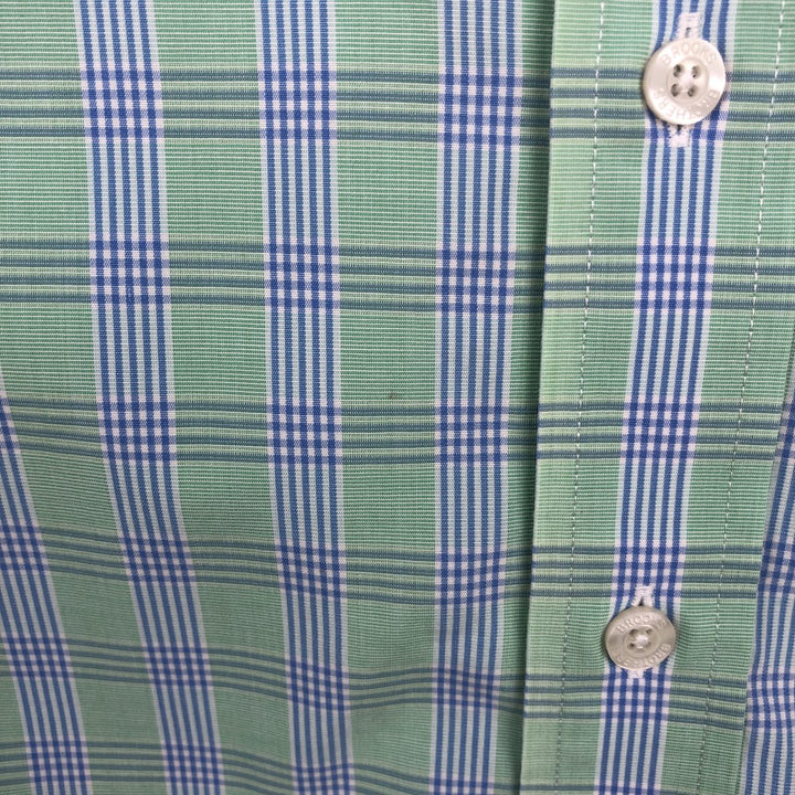 Brooks Brothers Est.1818 Short Sleeve Button-Down Check Shirt, Men's XL cotton green type yellow green Vintage Second Hand