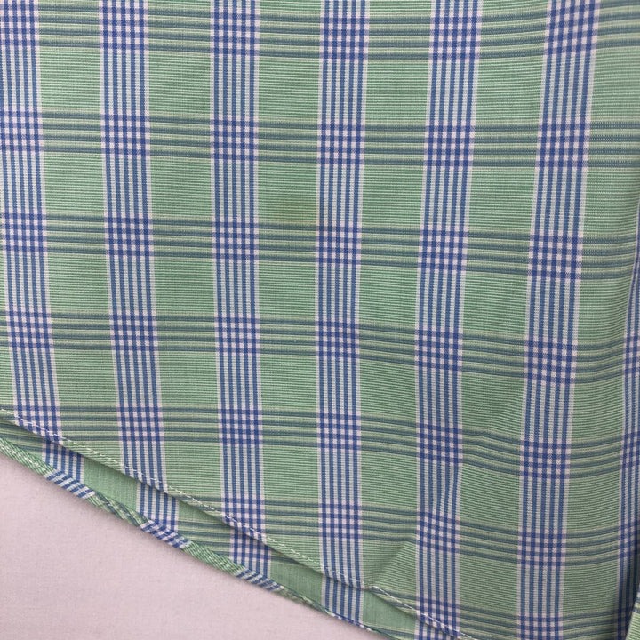 Brooks Brothers Est.1818 Short Sleeve Button-Down Check Shirt, Men's XL cotton green type yellow green Vintage Second Hand