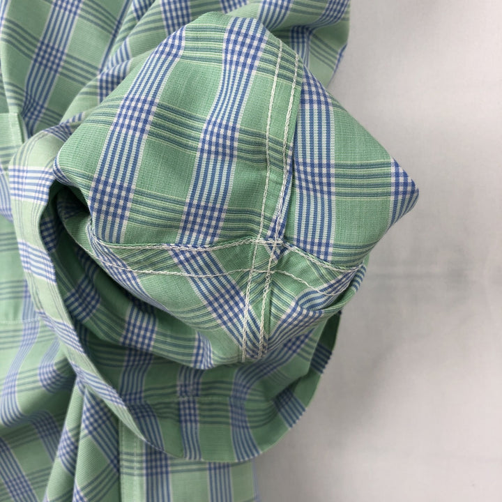 Brooks Brothers Est.1818 Short Sleeve Button-Down Check Shirt, Men's XL cotton green type yellow green Vintage Second Hand
