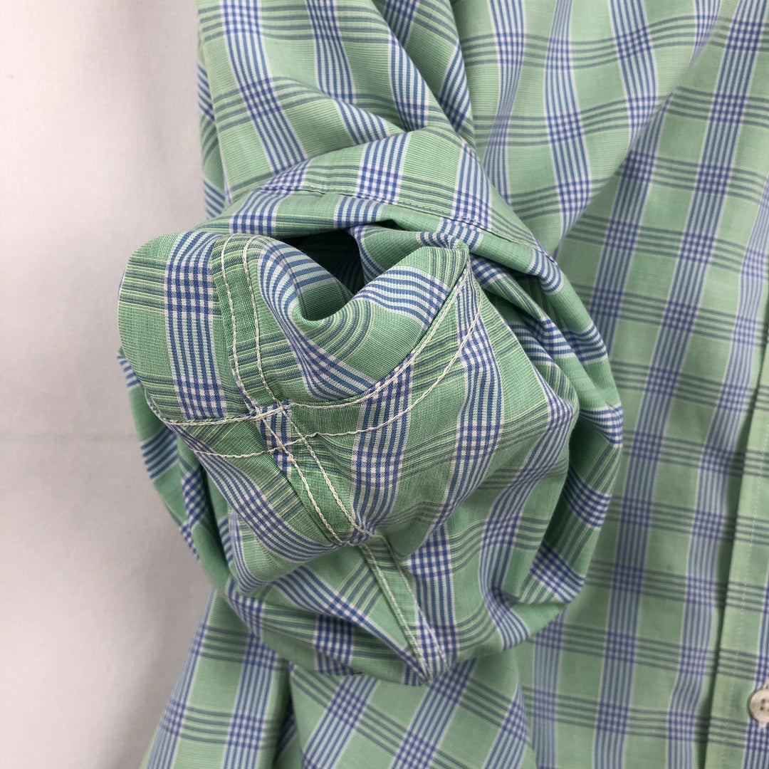 Brooks Brothers Est.1818 Short Sleeve Button-Down Check Shirt, Men's XL cotton green type yellow green Vintage Second Hand