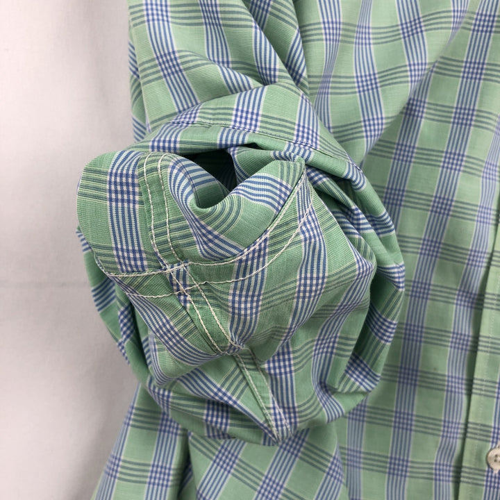 Brooks Brothers Est.1818 Short Sleeve Button-Down Check Shirt, Men's XL cotton green type yellow green Vintage Second Hand
