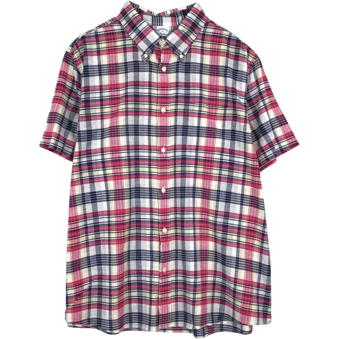 Brooks Brothers Est. 1818 Regular Short-Sleeve Button-Down Check Shirt cotton red type Vintage Second Hand