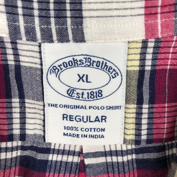Brooks Brothers Est. 1818 Regular Short-Sleeve Button-Down Check Shirt cotton red type Vintage Second Hand