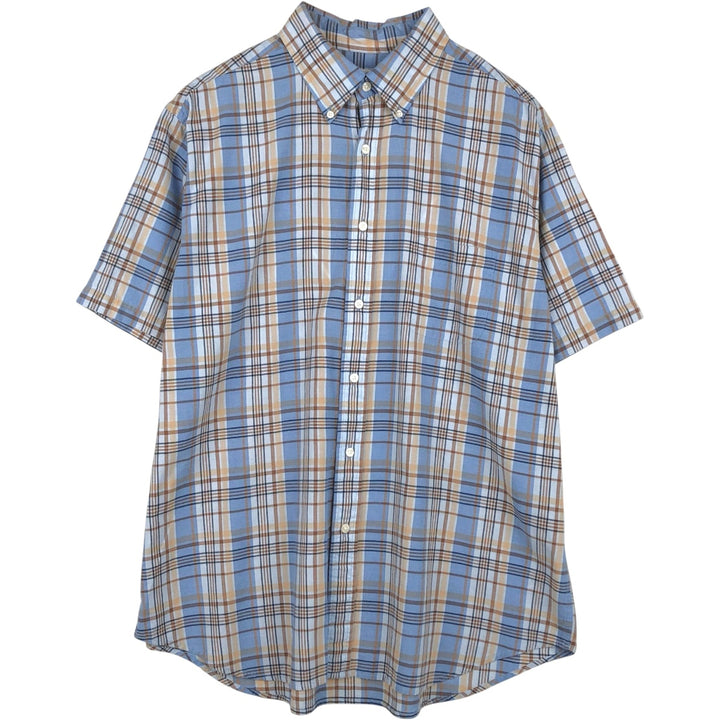 Brooks Brothers Est. 1818 REGENT Short-Sleeve Button-Down Check Shirt, Men's Size XL (approx.) cotton blue type Vintage Second Hand