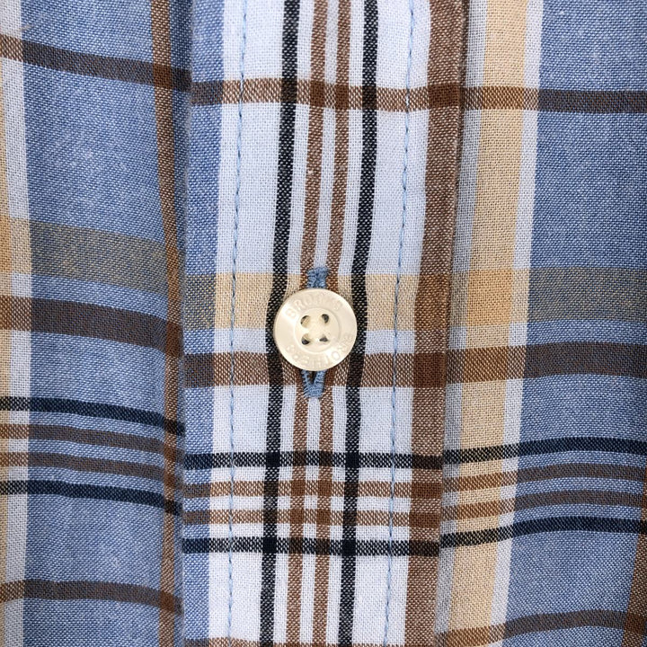 Brooks Brothers Est. 1818 REGENT Short-Sleeve Button-Down Check Shirt, Men's Size XL (approx.) cotton blue type Vintage Second Hand