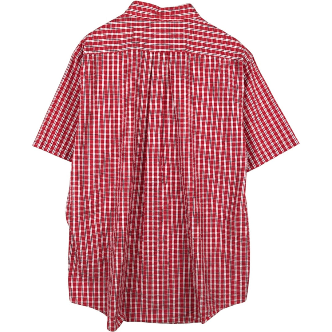 Brooks Brothers Est. 1818 Seersucker Short-Sleeve Button-Down Check Shirt, Men's Size XL (approx.) cotton red type Vintage Second Hand