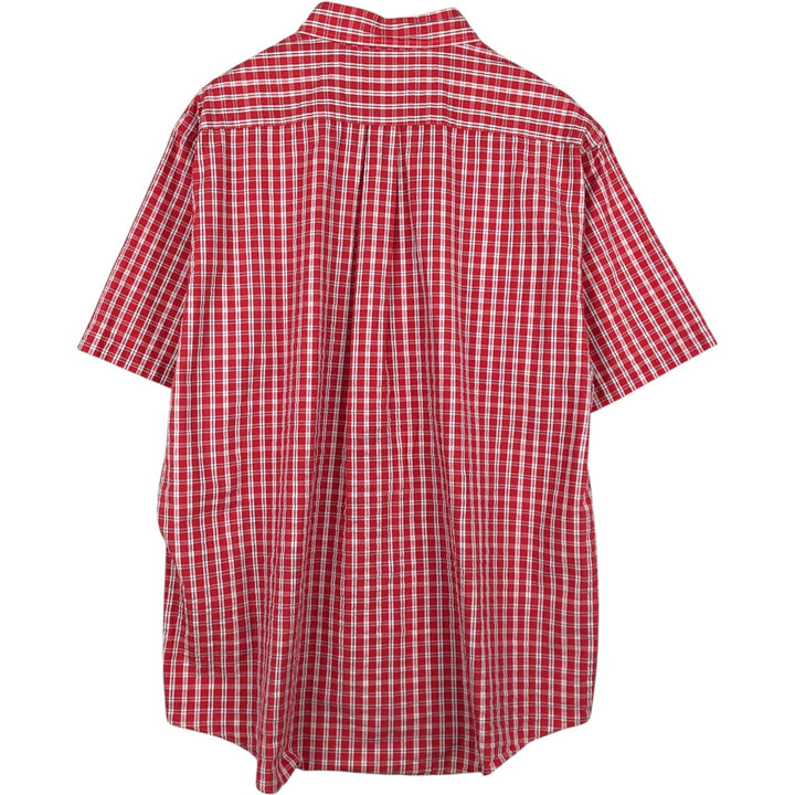 Brooks Brothers Est. 1818 Seersucker Short-Sleeve Button-Down Check Shirt, Men's Size XL (approx.) cotton red type Vintage Second Hand