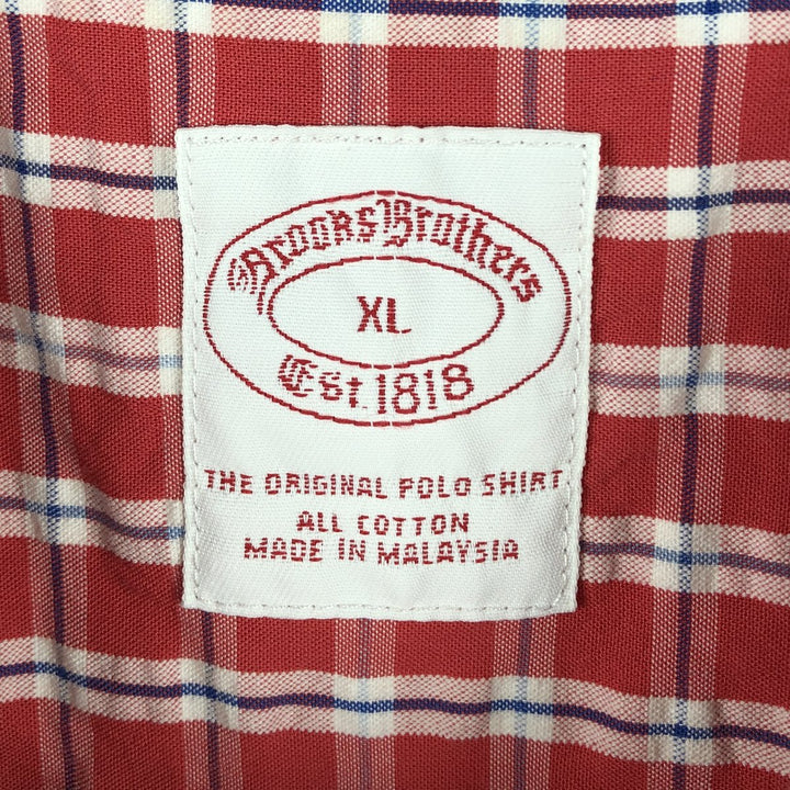 Brooks Brothers Est. 1818 Seersucker Short-Sleeve Button-Down Check Shirt, Men's Size XL (approx.) cotton red type Vintage Second Hand