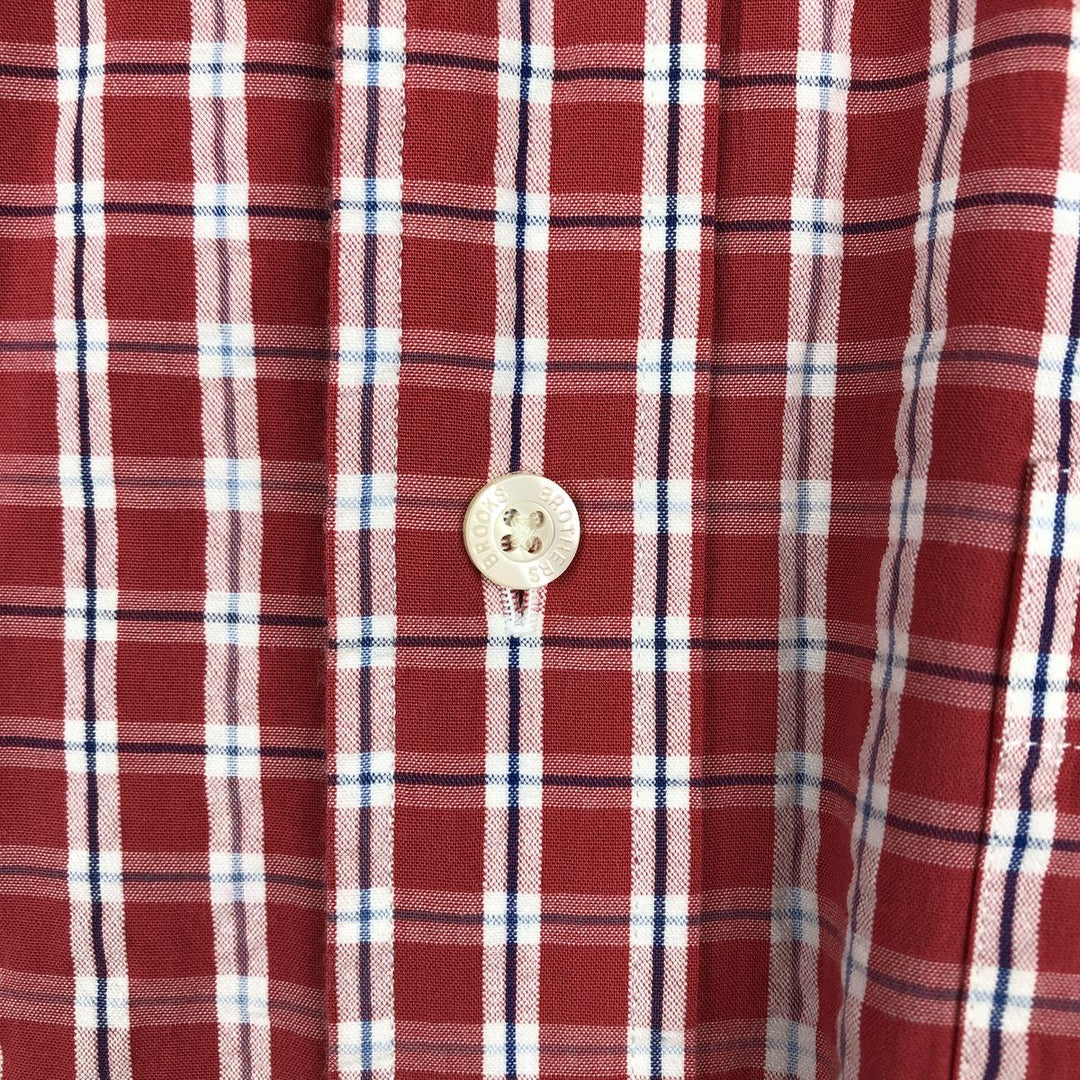Brooks Brothers Est. 1818 Seersucker Short-Sleeve Button-Down Check Shirt, Men's Size XL (approx.) cotton red type Vintage Second Hand