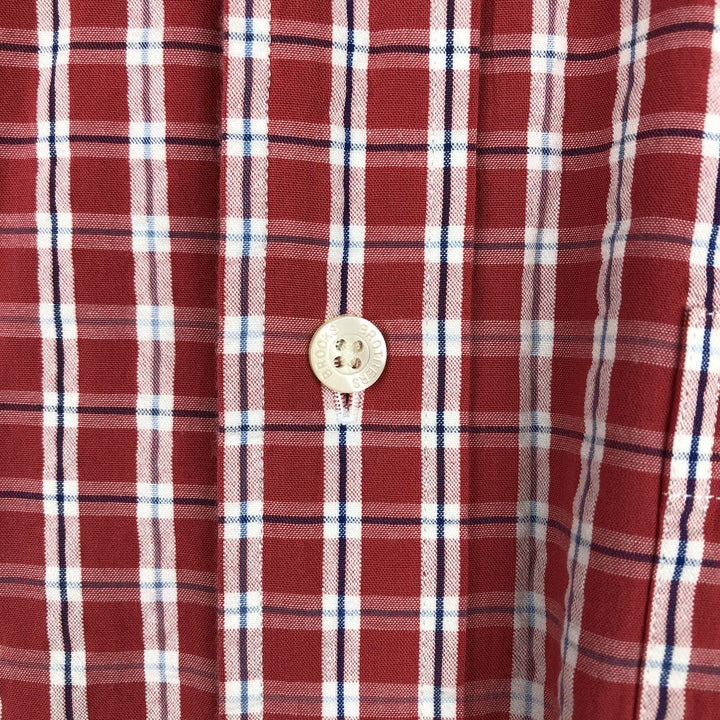 Brooks Brothers Est. 1818 Seersucker Short-Sleeve Button-Down Check Shirt, Men's Size XL (approx.) cotton red type Vintage Second Hand